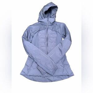 Lululemon Hooded Down Jacket Women’s Size 2 Lavender Gray Goose Down FLAWED